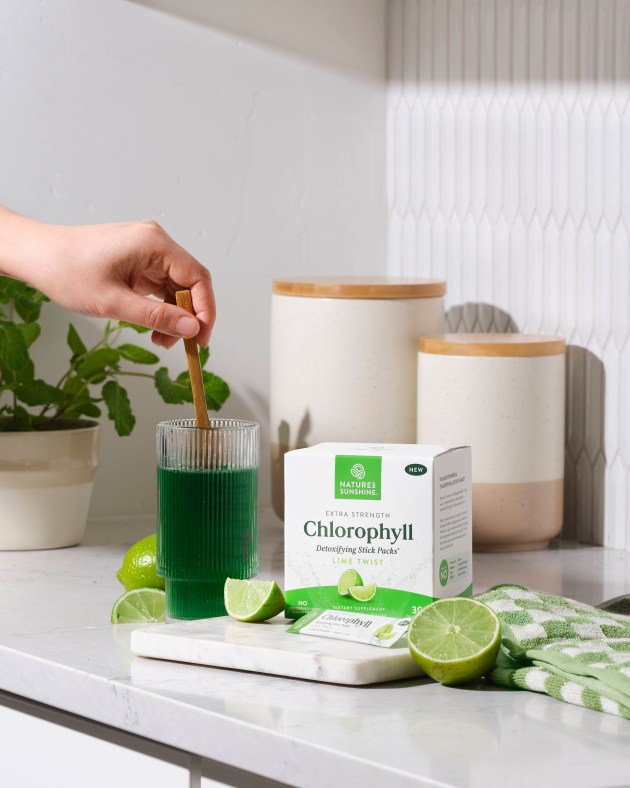 The packaging of the new Chlorophyll Stick Packs uses 90% less energy and water to produce, 98% less post-consumer weight, 90% fewer pallets used in transport, and 89% less shipping weight.
