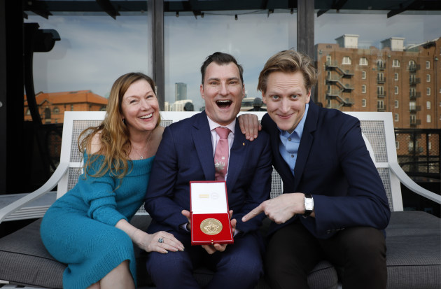 McAllister (centre) with Elizabeth Toohey and artistic director of The Australian Ballet, David Hallberg. Photo: CHRIS PAVLICH.