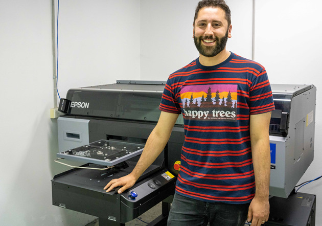 First: Lonely Kids Fashion founder Warwick Levy with the new Epson SC3000