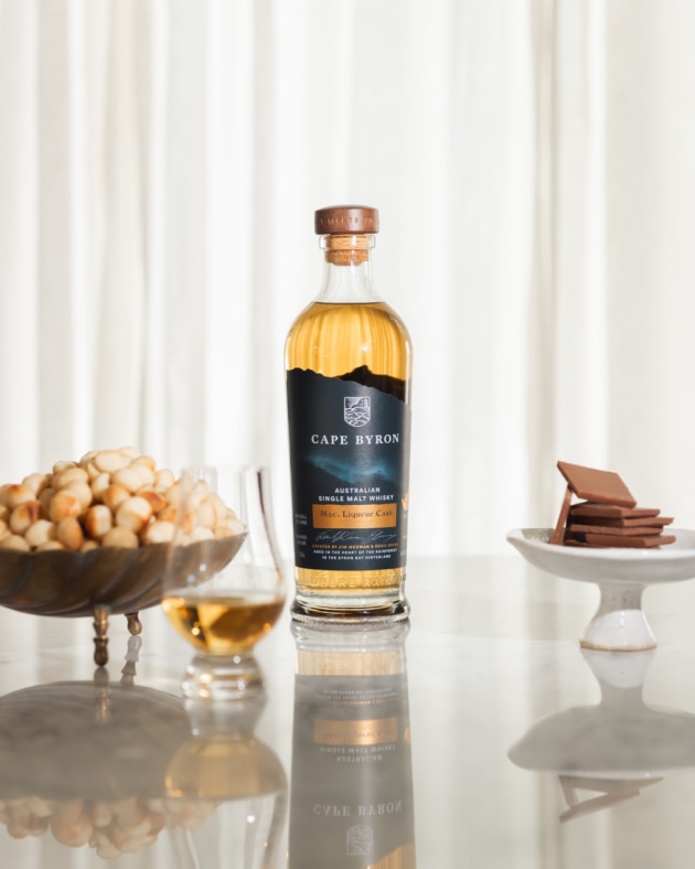 Cape Byron Distillery says its Mac. Liqueur Cask Whisky is a world-first blend of tradition and innovation, aging its single malt whisky in ex-bourbon casks that have been used to age its signature Brookie’s Mac. Liqueur