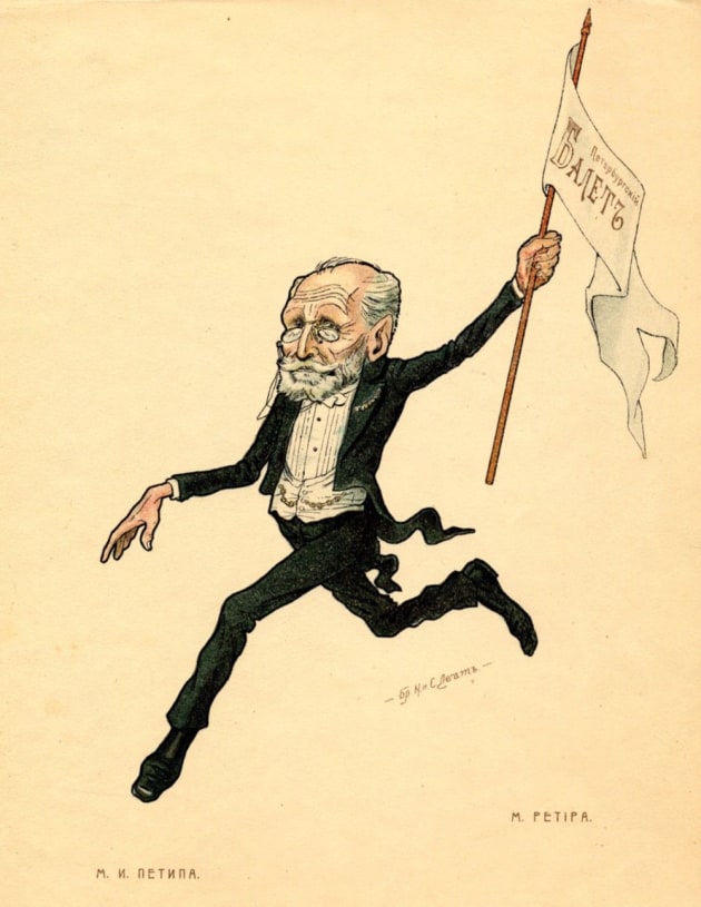 A caricature of Petipa attributed to Nikolai and Sergei Legat. Source: Wikipedia-commons