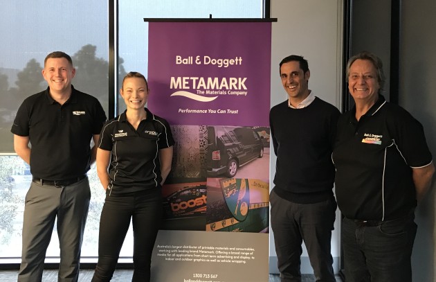 Championship team: (l-r) Dan Sefton, Metamark UK; Shannen Kiely, Erebus Motorsport; Rob Brussolo, Ball & Doggett; and Harry Kotsirilos, Ball & Doggett