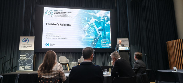 National summit: Minister for Skills and Training, Andrew Giles (pictured), alongside renowned economist Saul Eslake, addressed the macroeconomic forces and shifting trends shaping the industry's future