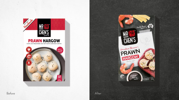 Before and after of Mr Chen's rebrand.