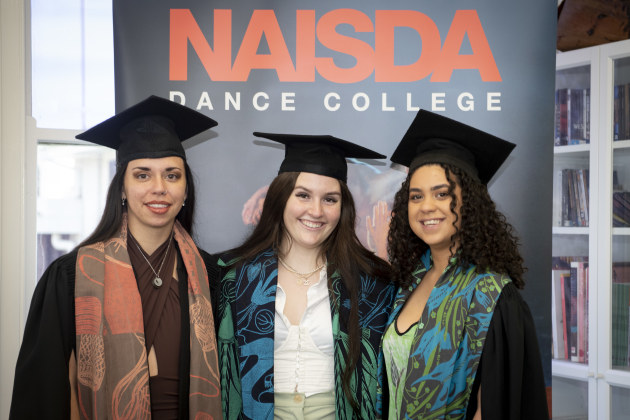 A brighter future: NAISDA 2022 graduates Lacey Bilger, D’arcy Maguire, Brianna Kemmerling. Photo by Lisa Haymes.