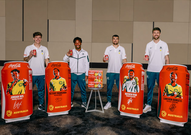 Coca-Cola signs two-year partnership with Football Australia, launches Socceroos packaging at Coles.
Source: Coca-Cola