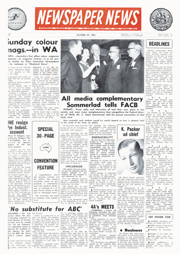 Newspaper News' for 29 October 1965. 
Credit: Yaffa Media