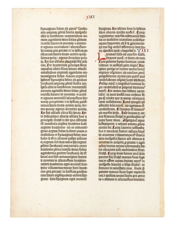 Page of Gutenberg's Bible: On show in Melbourne next month