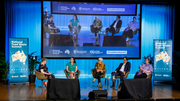 At the National Food Waste Summit Calls for a National Food Donation Tax Incentive have intensified this week with the release of a report outlining its design and implementation analysis at the National Food Waste Summit in Brisbane. 
(L_R): Carolyn Cameron, Sector Action Plan Lead, Stop Food Waste Australia (facilitator); Brianna Casey, CEO, Foodbank; Ronni Kahn, CEO, OzHarvest; Steve Clifford, CEO, SecondBite; Georgie Aley, National Sector Lead, Packaged Consumer Goods & Agribusiness, KPMG Australia.