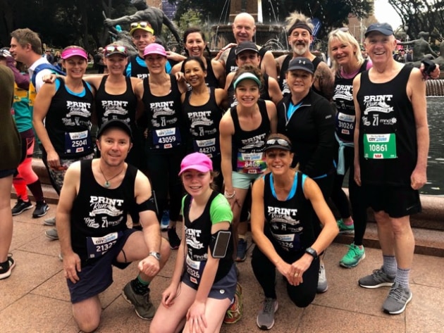 PrintRun runners before the start at Hyde Park’s Archibald Fountain.