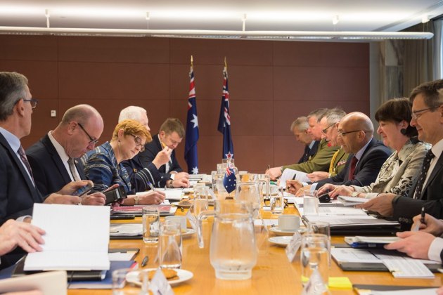 Minister of Defence Marise Payne meeting her NZ counterpart Ron Mark in Wellington. Credit: Marise Payne via Twitter