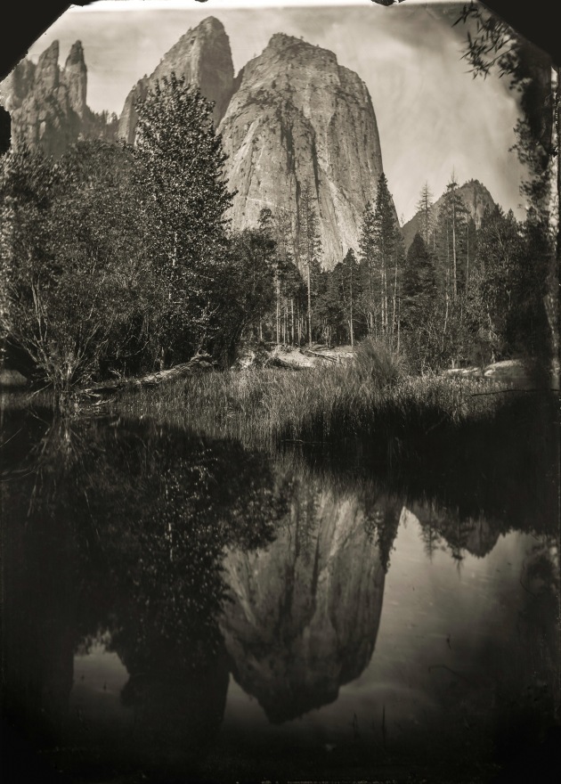 Cathedral Rocks at Yosemite National Park. Hiking with the large heavy camera is tricky – especially when you also have to ‘pour’ your chemistry just prior to shooting. Image © Conrad Young