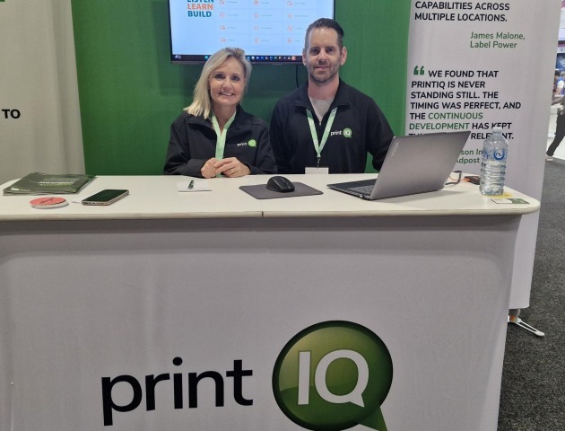 Partnerships: Rachel Davis and Adam Hexter on the printIQ stand