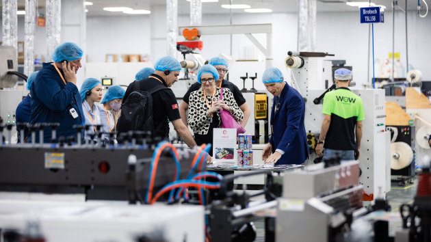 Visitors at the factory opening