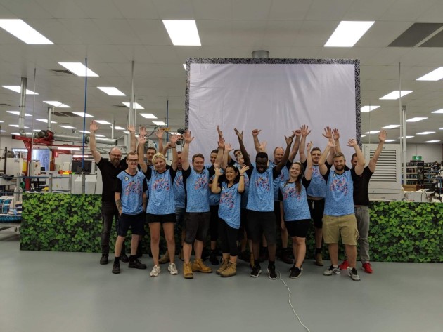 Ready for opening: Some of the staff at the new QLM Label Makers factory