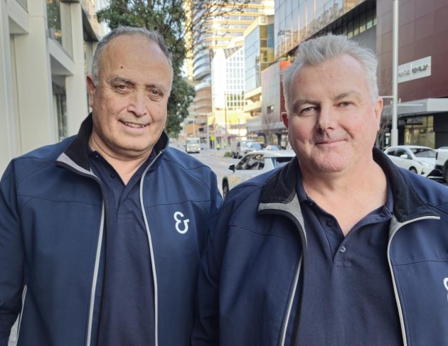 Back in print with Koenig & Bauer: Rayne Simpson (left) with Graham Harris