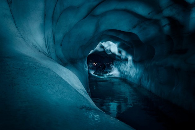 WINNER of Playground by WhiteWall: Markus Berger (Austria). Dominik Hernler wake boards deep inside the Hintertux Glacier, Austria. Image: Markus Berger / Red Bull Illume