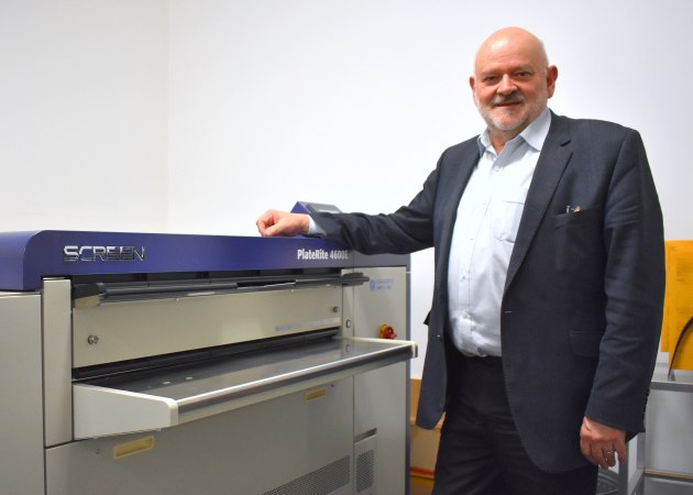 Not missed a beat: Rob Hansen with the Screen PlateRite 4600E CTP