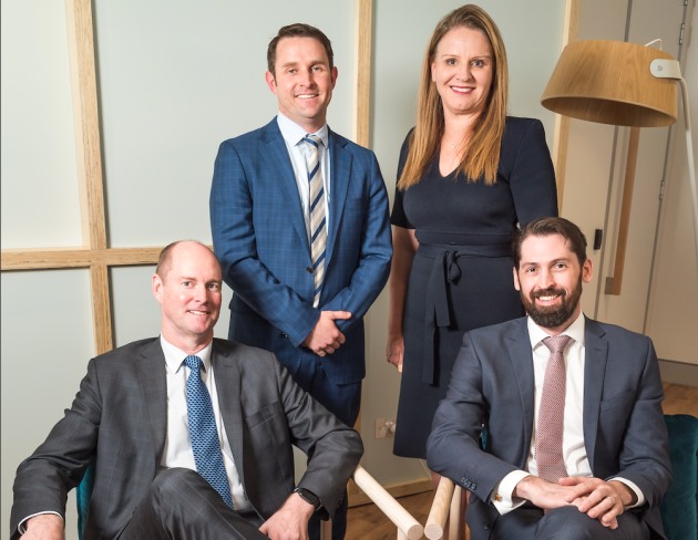 Accenture Global Defence lead Matthew Gollings, BCT Director Patrick Batch, Accenture’s Health & Public Service lead for Australia & New Zealand, Catherine Garner, and BCT Director Angus Heatley. Credit: Accenture
