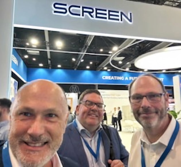 Enjoying the show: Peter Scott, Screen GP Australia with Shane Sullivan and Darryl Wilson of Jet Technologies