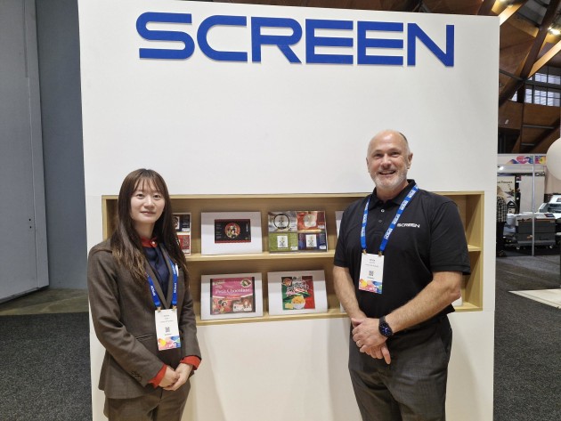 Inkjet printing from Screen: Peter Scott and Chihiro Ayaki with multiple samples on different media