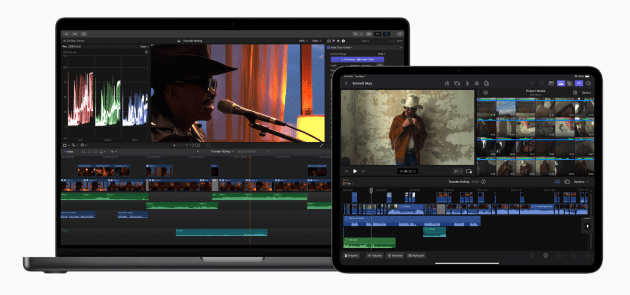 Final Cut Pro on a MacBook Pro and iPad Pro