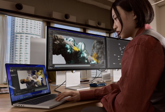 The new Studio Display XDR and MacBook. Image: Apple