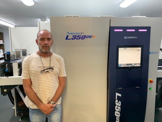 Good fit: Shane Lear, SL&CS, with the Screen Truepress Jet L350UV+.