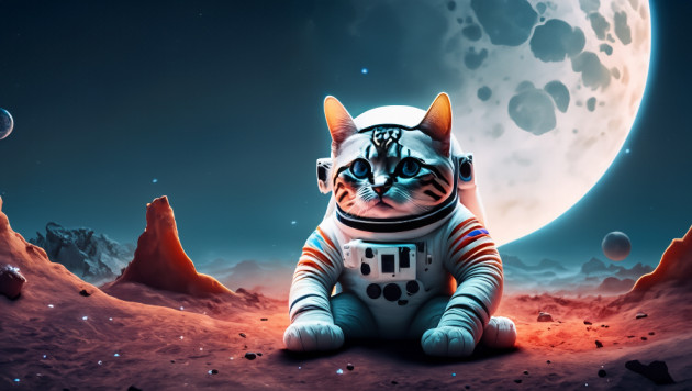 AI generated image of a Space Cat in Photoshop. Image: Tim Levy