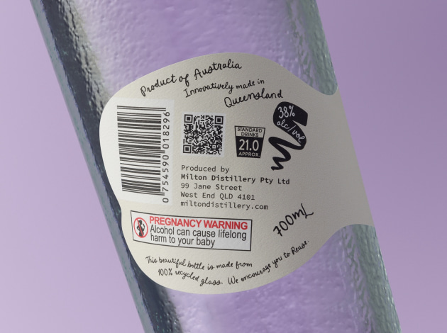 The bottle is made from 100 per cent post-consumer recycled glass.