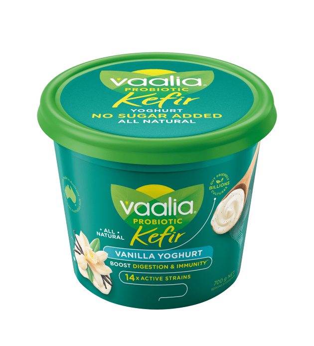 Vaalia’s new range of all-natural, lactose-free Probiotic Kefir Yoghurt has no added sugar and a boost of billions of gut-friendly bacteria in just one tub.
