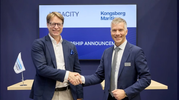 DNV and Kongsberg Maritime have entered into an agreement to enable secure, standardised exchange of Operational Vessel Data between Kongsberg Maritime&rsquo;s digital fleet management solution and DNV&rsquo;s Veracity platform.

Credit: Kongsberg Maritime