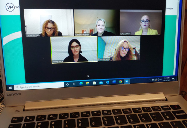 Bridging the gender gap webinar: (top l-r) Zaidee Jackson, Kellie Northwood, Katie Jackson and (bottom l-r) Kelsey Wade and Debbie Burgess