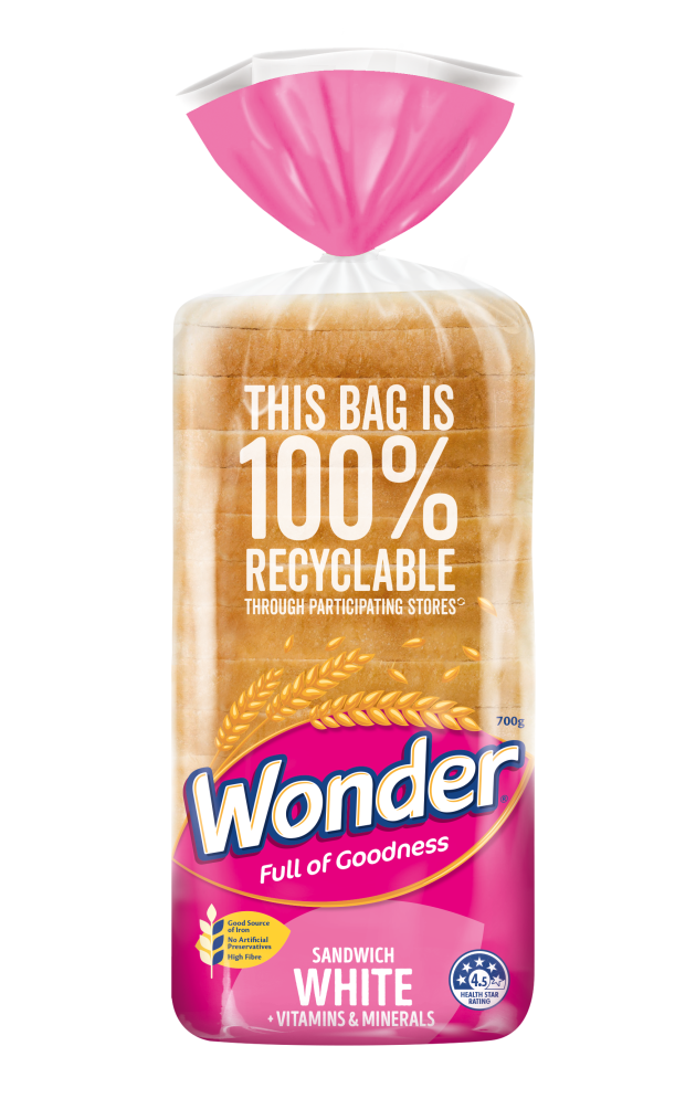 Wonder bread bags are now 100%, and contains 25% reduced plastic content.