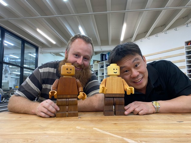 Wooden lego man cheap