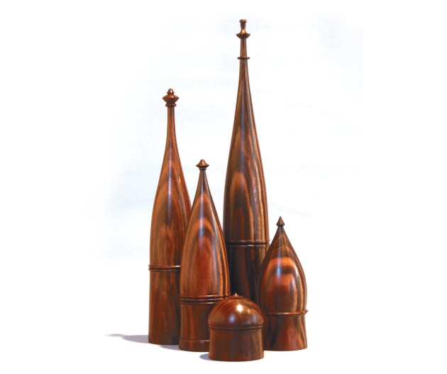Wood turned lidded outlet boxes