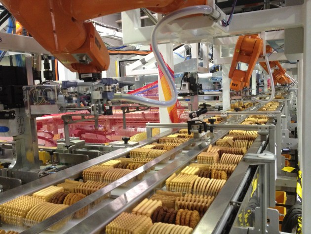 The Arnott’s system, which automates the packing of the company's assorted biscuit lines.