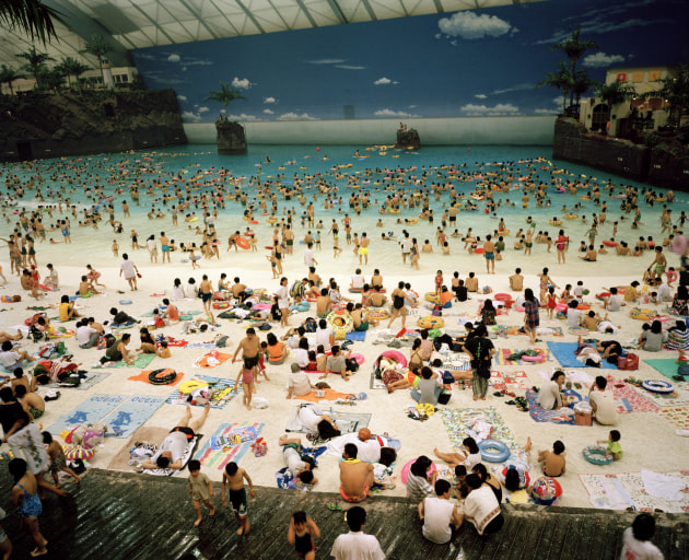 The artificial beach inside the Ocean Dome. Miyazaki, Japan, 1996. Image: Martin Parr/Magnum