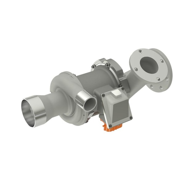 The newly developed compact electric turbo.
