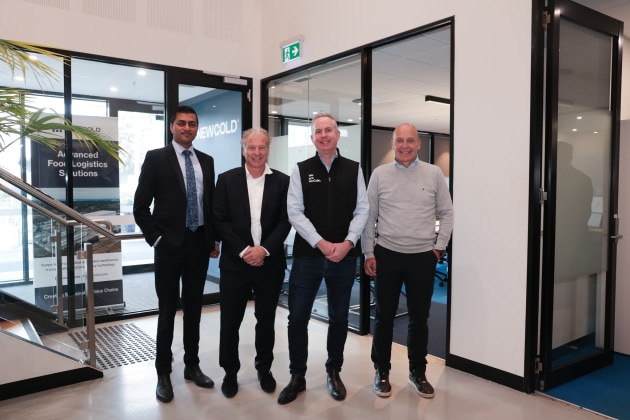 (l-r) Vivek Rajendran, vice-president and director of commercial operations for ANZ; Bram Hage, CEO and founder; Ross Fallon from McCains; and Jos van Rijswijk, global CFO.