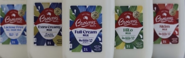 Brownes Dairy's new design features abstract botanical brushstrokes created by local artist Jordan Lee.