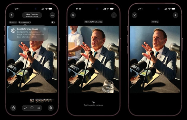 Apple Reference Image provides users with an unalterable reference photo, visually confirming what the sensor saw at the moment of capture. Image: Apple