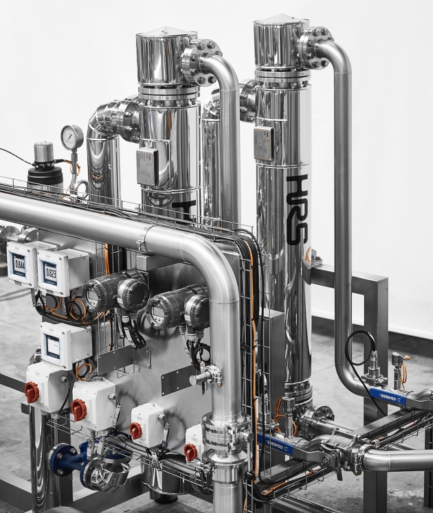 Heating is usually provided by steam using an HRS K Series multi-tube heat exchanger.