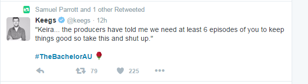 The Bachelor tweets 28/7 2