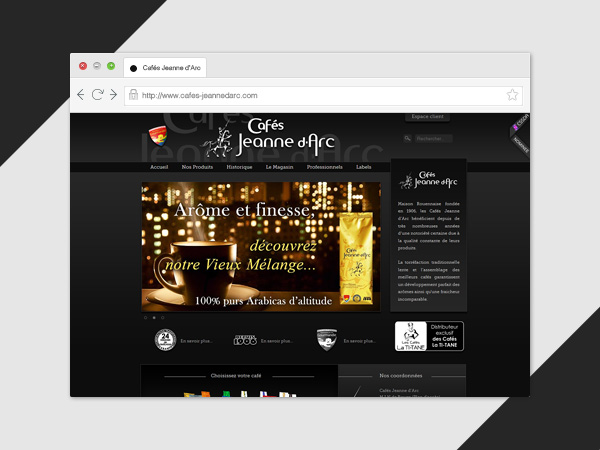 Web Design pour les Cafés Jeanne d'Arc