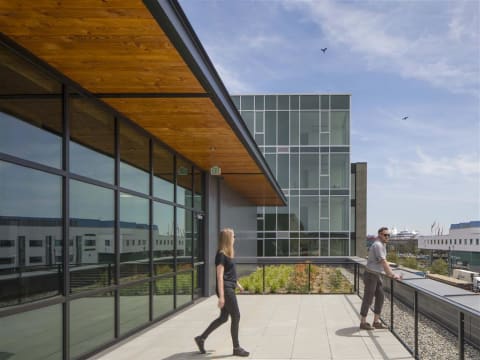 Rooftop Patio Overlooking City at 10 Clay Apartments in Seattle, Washington