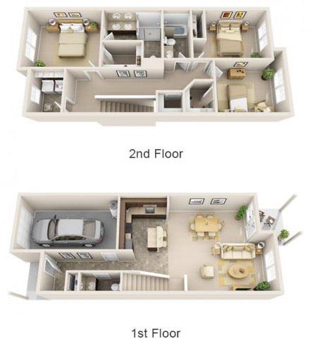 The Landing Apartments The Lexington 3x2.5 Floor Plan 1600 Square Feet