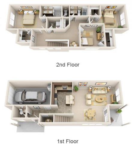 The Landing Apartments The Savannah 3x2.5 Floor Plan 1648 Square Feet