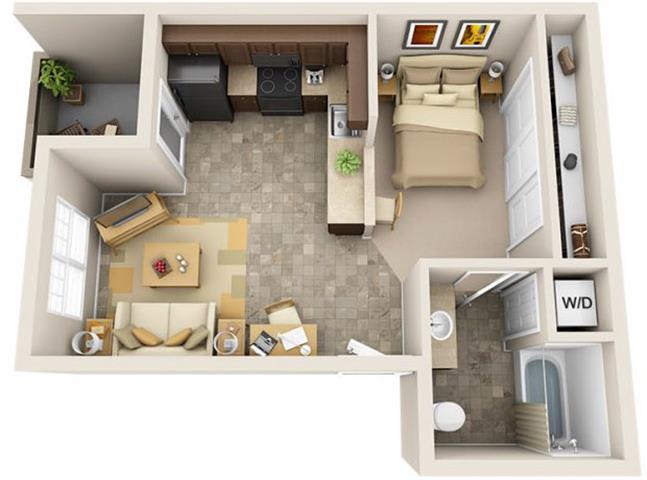 The Landing Apartments The Bay Studio 0x1 Floor Plan 483 Square Feet