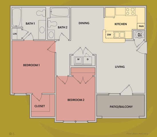 Lafayette Landing Apartments One, Two and Three Bedroom Apartments in Lafayette, Tennessee two bedroom apartment floor plan